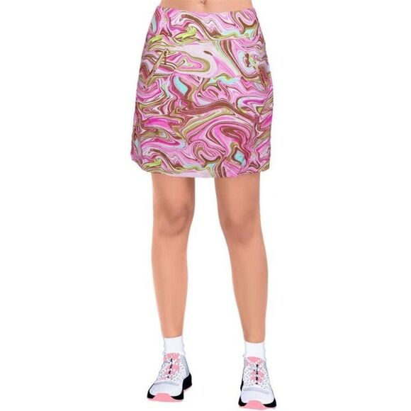 Jamie Sadock Golf Skort Skirt Size 14 Pink Marbled Whirl  17.5" Pull On - Picture 2 of 6